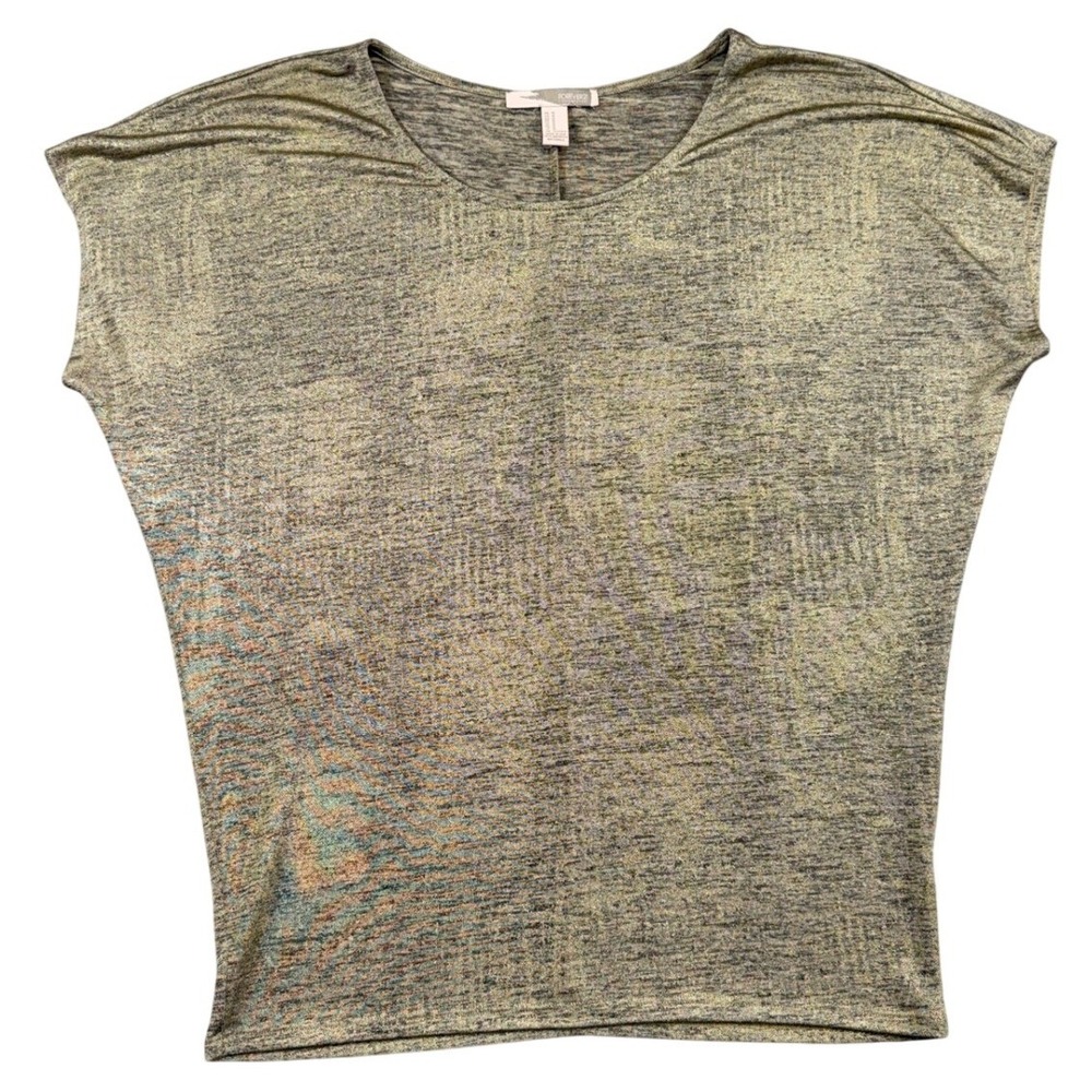 Forever 21 Contemporary Gold Metallic Knit Dolman Top Womens Medium UN9253